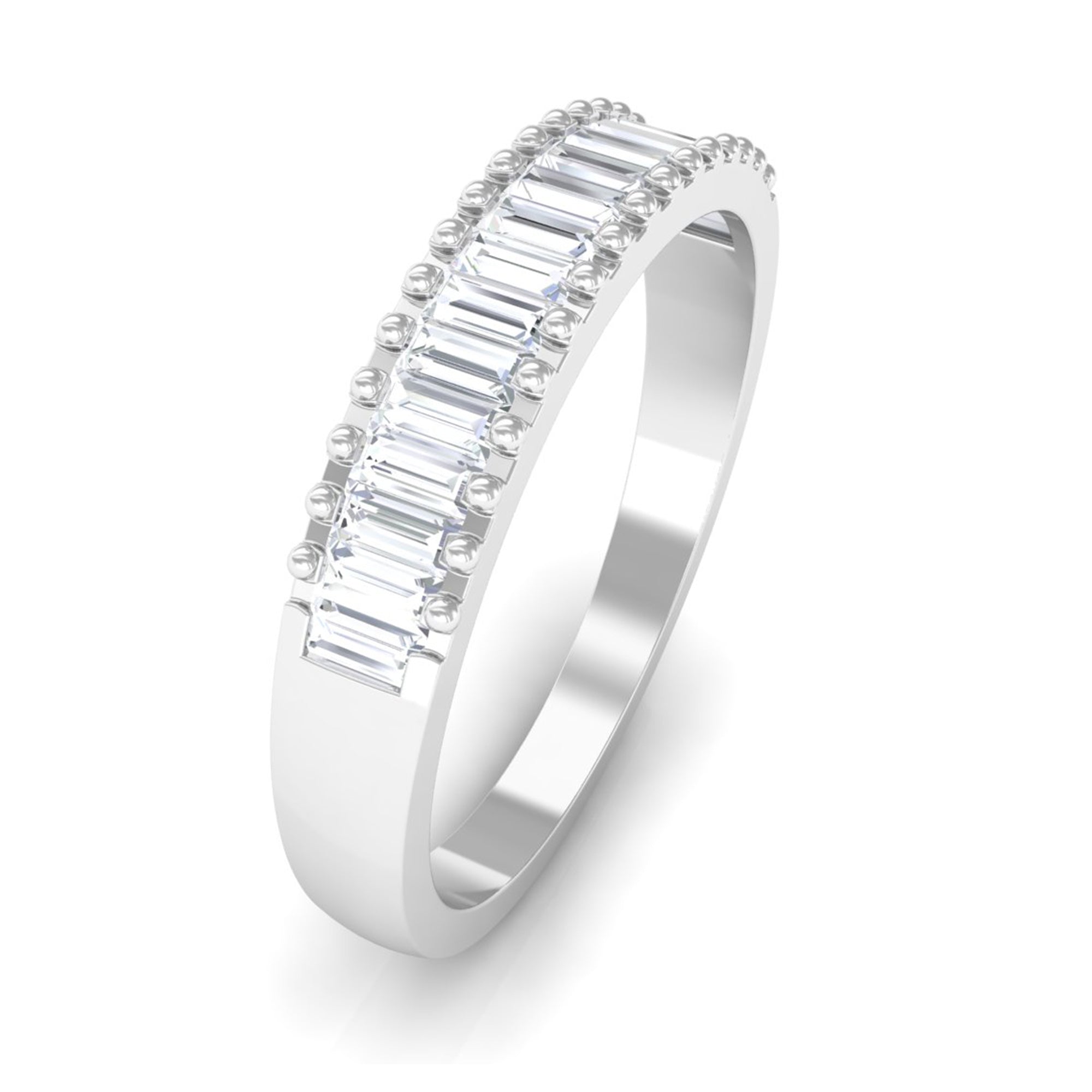 Baguette Cut CZ Diamond Half Eternity Ring in Channel Setting