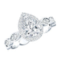 Cubic Zirconia Pear Halo Engagement Ring with Side Stones