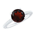 Certified Natural 8mm Garnet Big Engagement Ring with Diamond