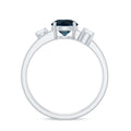 7mm Round London Blue Topaz Double Band Engagement Ring with Diamond