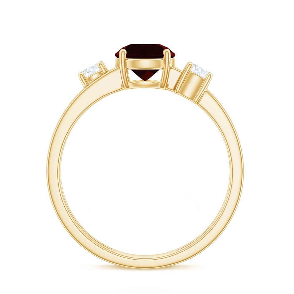 Genuine 8mm Garnet Diamond Double Band Engagement Ring