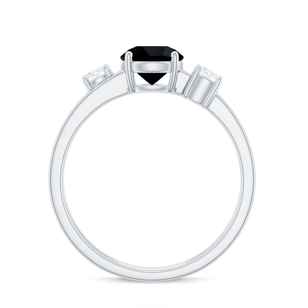 Real Black Onyx and Diamond Double Band Engagement Ring