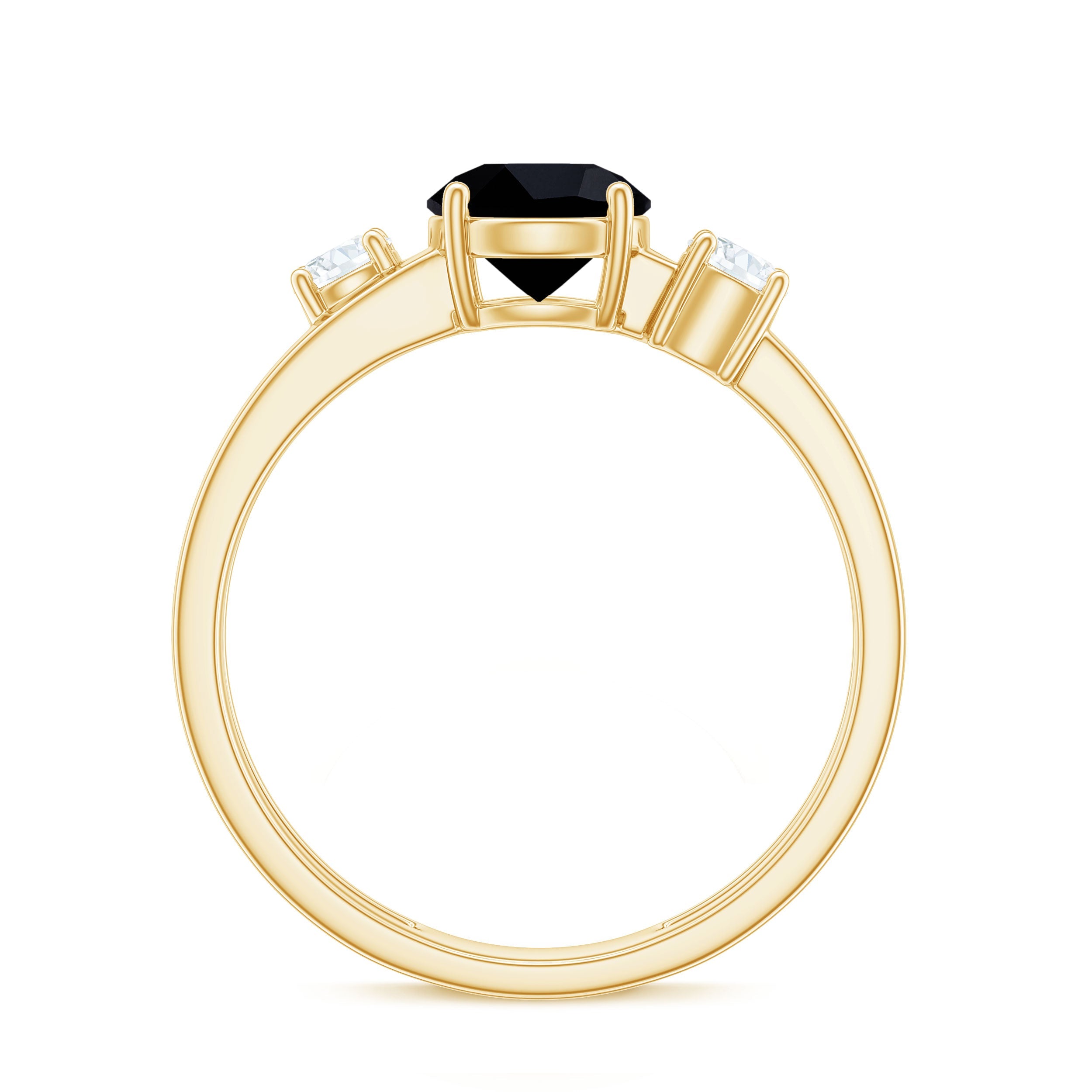 Real Black Onyx and Diamond Double Band Engagement Ring