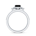 Certified 2 Carat Emerald Cut Lab Grown Black and White Diamond Engagement Ring with Enhancer