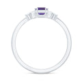 1.4 Carat Amethyst Emerald Cut Engagement Ring with Diamond