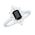 Vintage Style 1.6 Carat Lab Grown Black and White Diamond Emerald Cut Engagement Ring