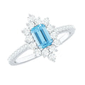 Vintage Looking Aquamarine and Diamond Halo Engagement Ring