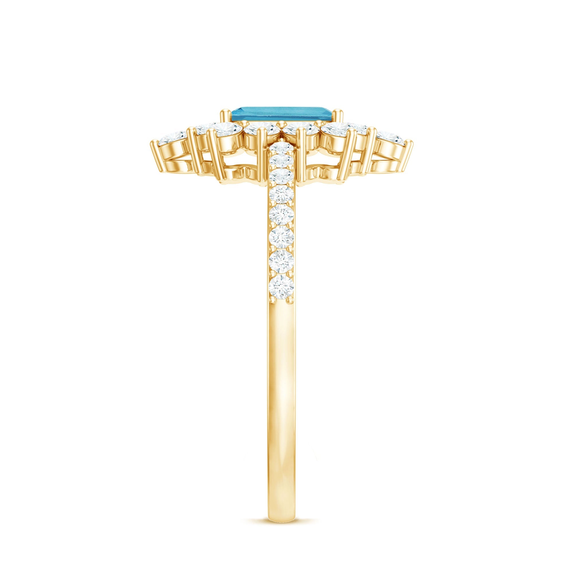Vintage Looking Aquamarine and Diamond Halo Engagement Ring