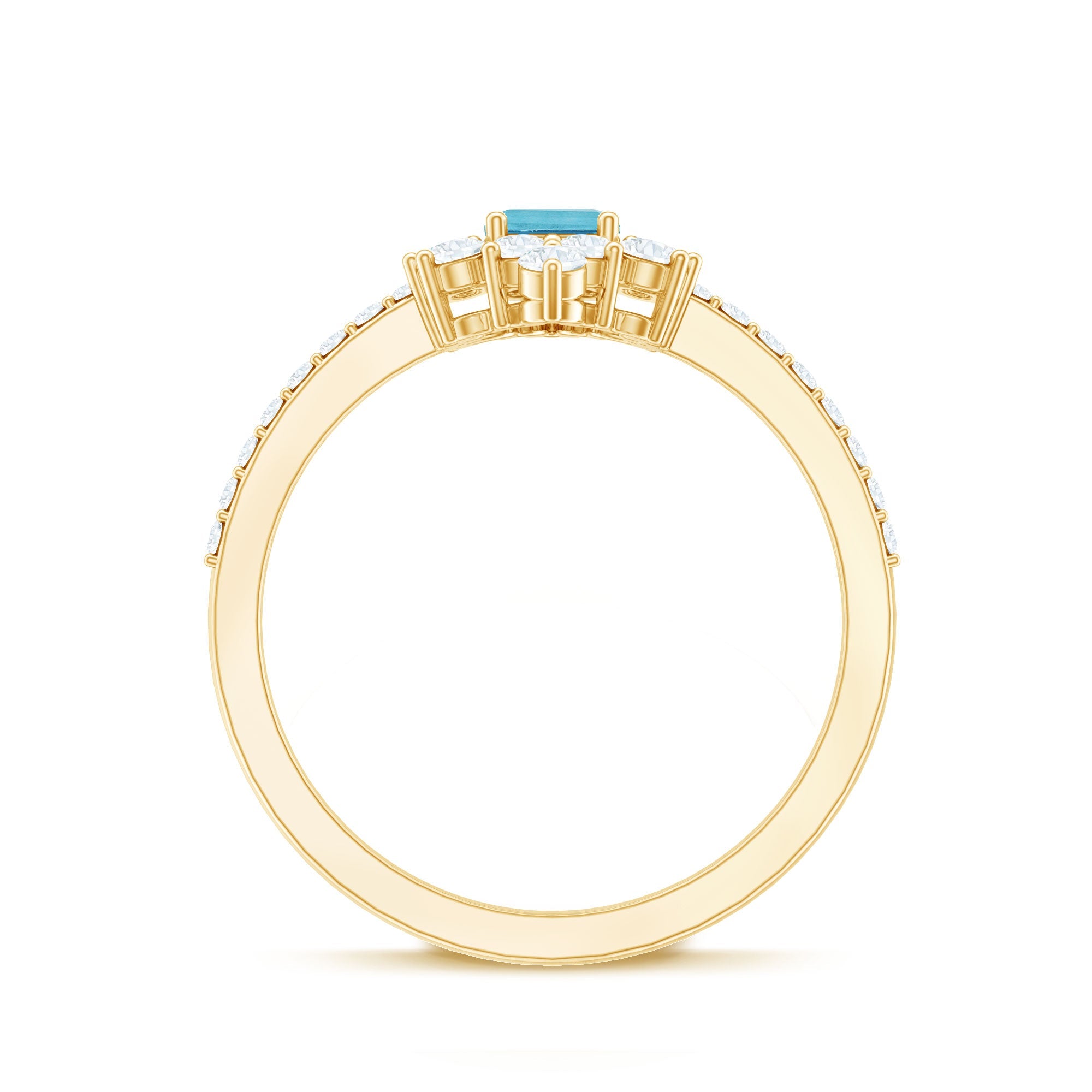 Vintage Looking Aquamarine and Diamond Halo Engagement Ring