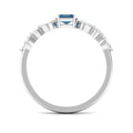 4X6mm Emerald Cut London Blue Topaz Solitaire Ring with Diamond