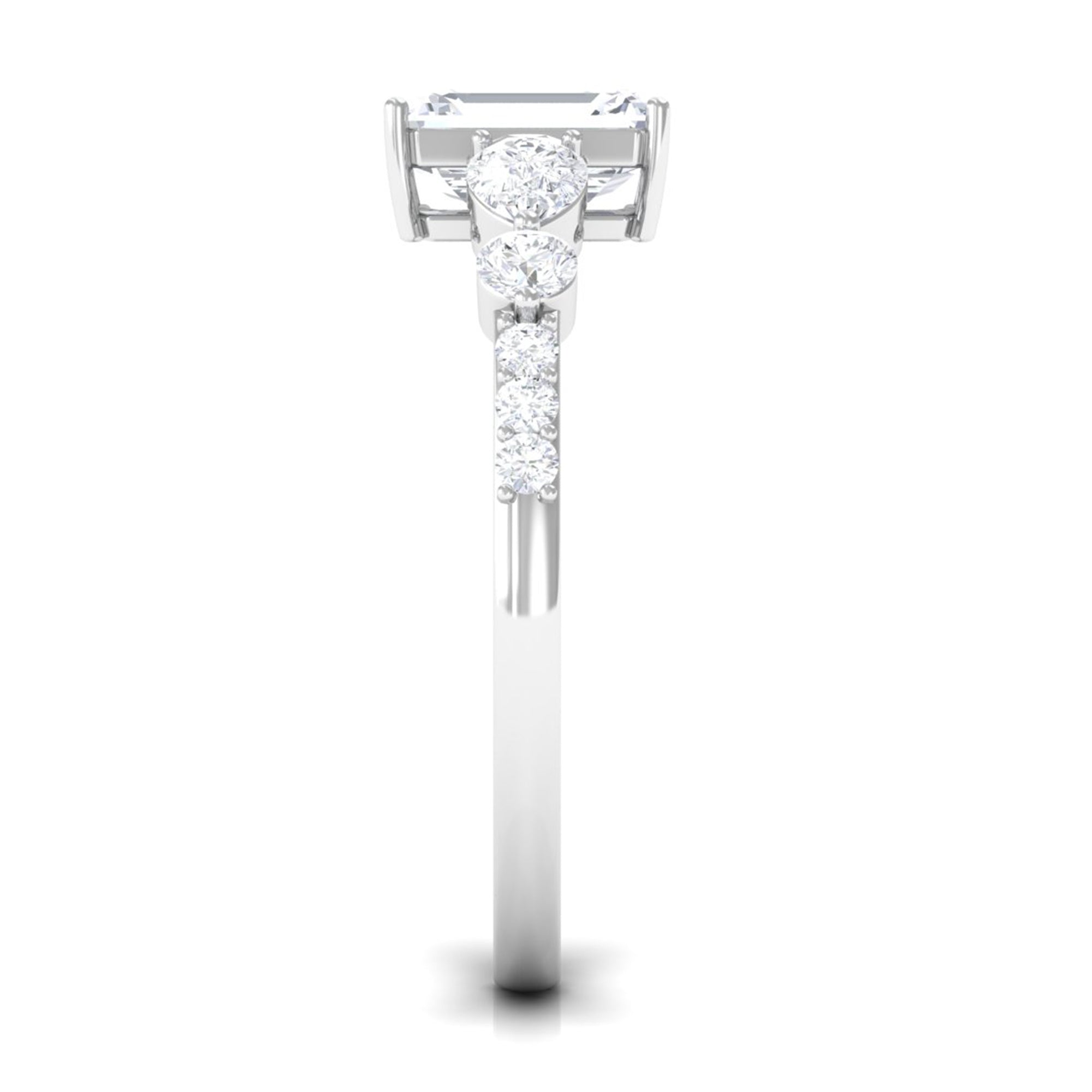 Emerald Cut Zircon Classic Solitaire Engagement Ring