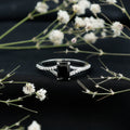 Certified 1.6 Carat Lab Grown Black Diamond Emerald Cut Engagement Ring with White Diamond Split Shank