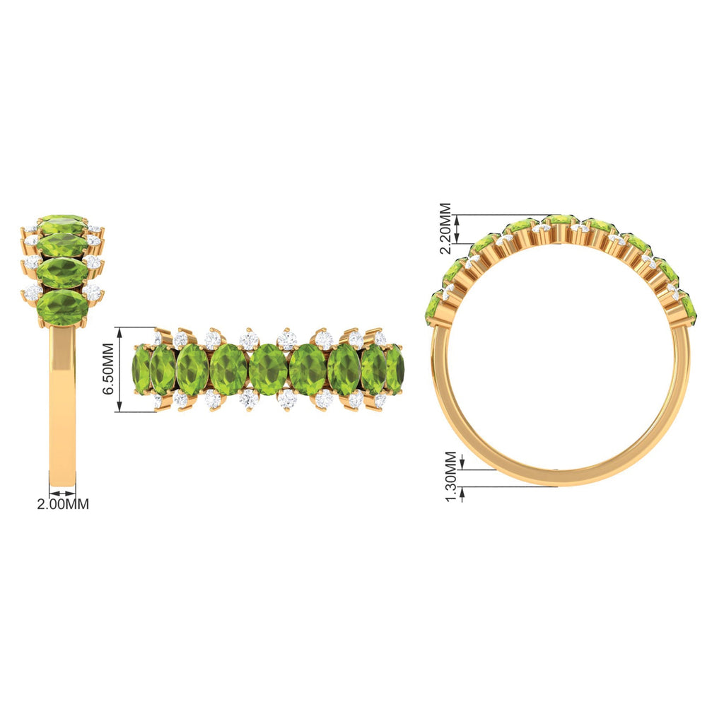 2.25 CT Oval Cut Peridot Half Eternity Ring with Diamond Stones