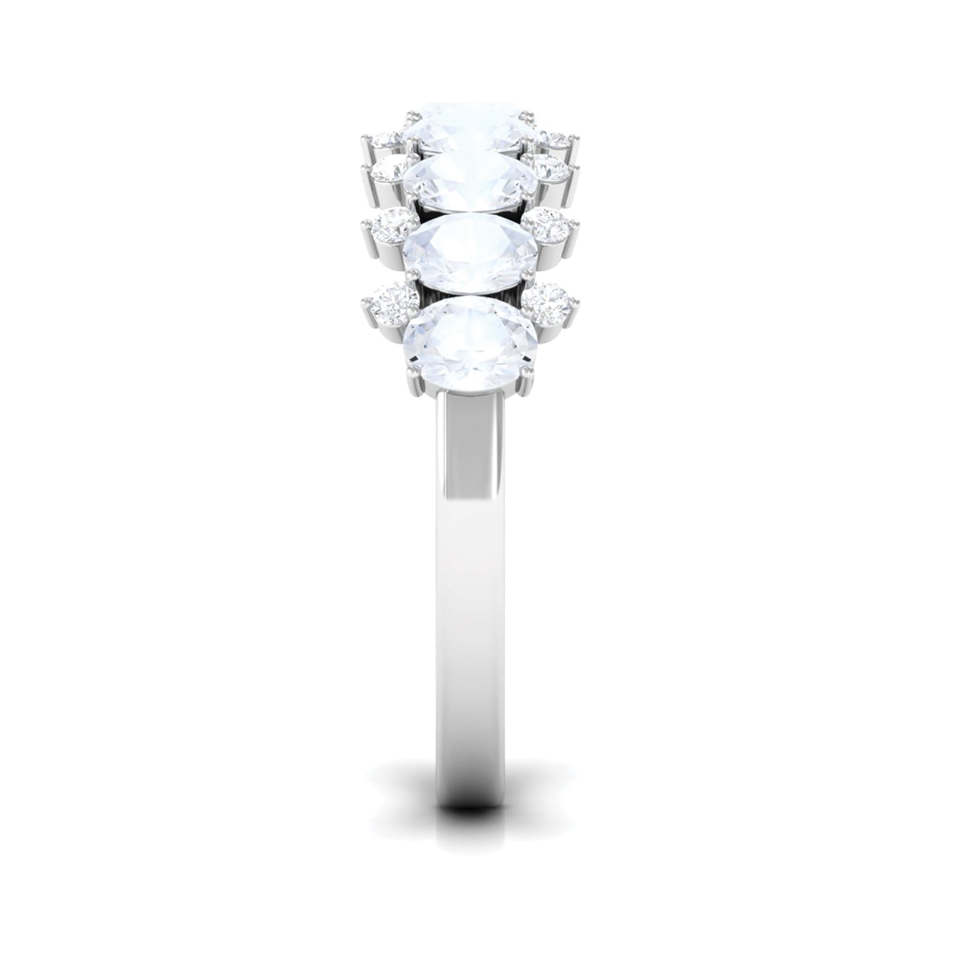 2.5 CT Moonstone and Diamond Semi Eternity Ring