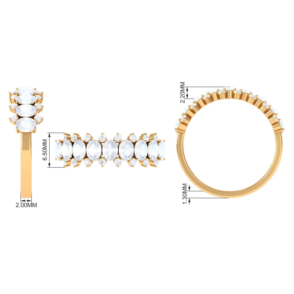 2.5 CT Moonstone and Diamond Semi Eternity Ring