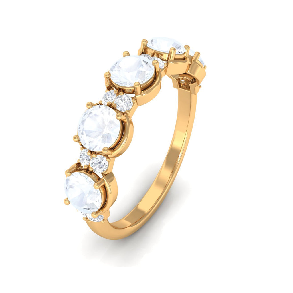 2 CT Genuine Moonstone and Diamond Half Eternity Ring
