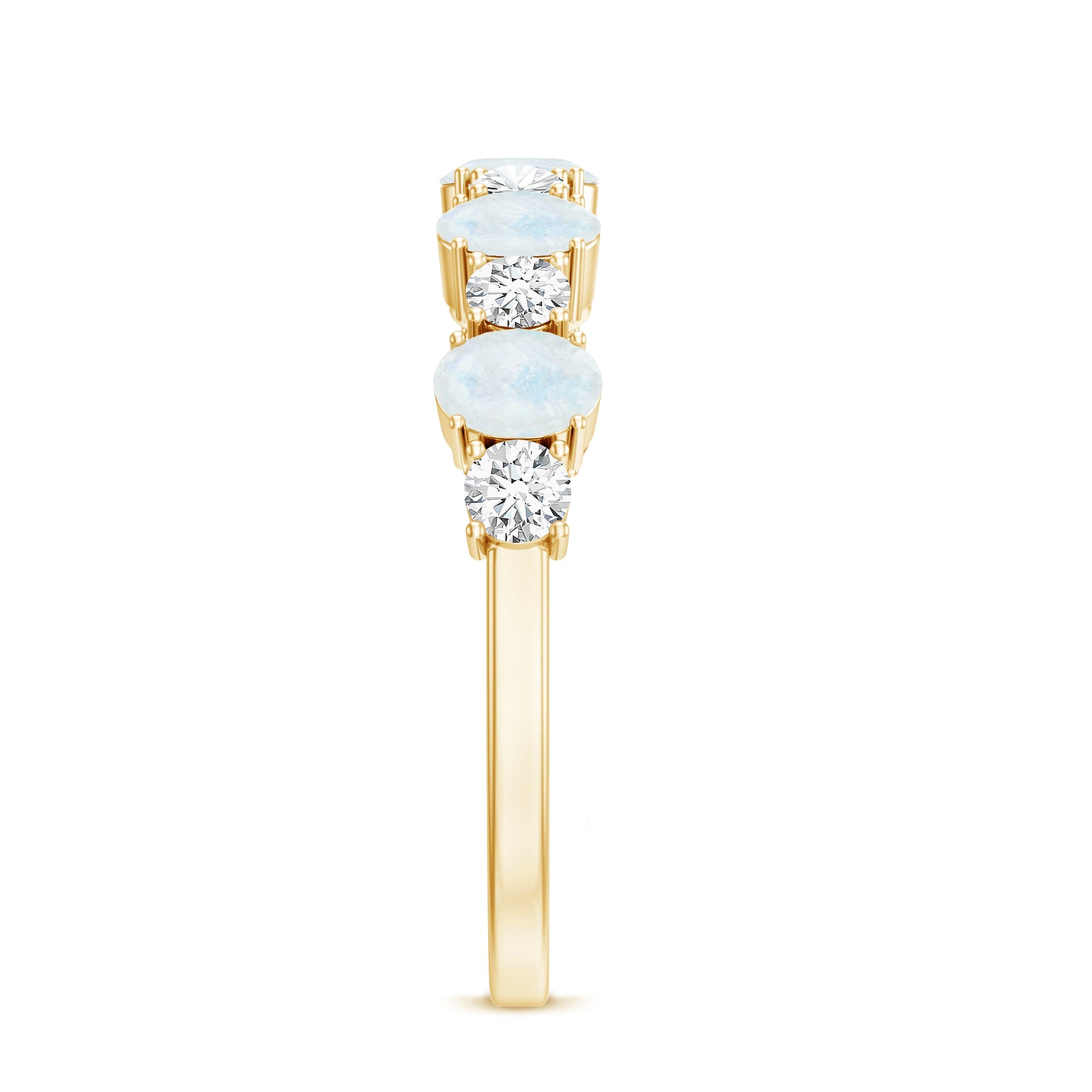 1.5 CT Alternate Moonstone and Diamond Semi Eternity Ring