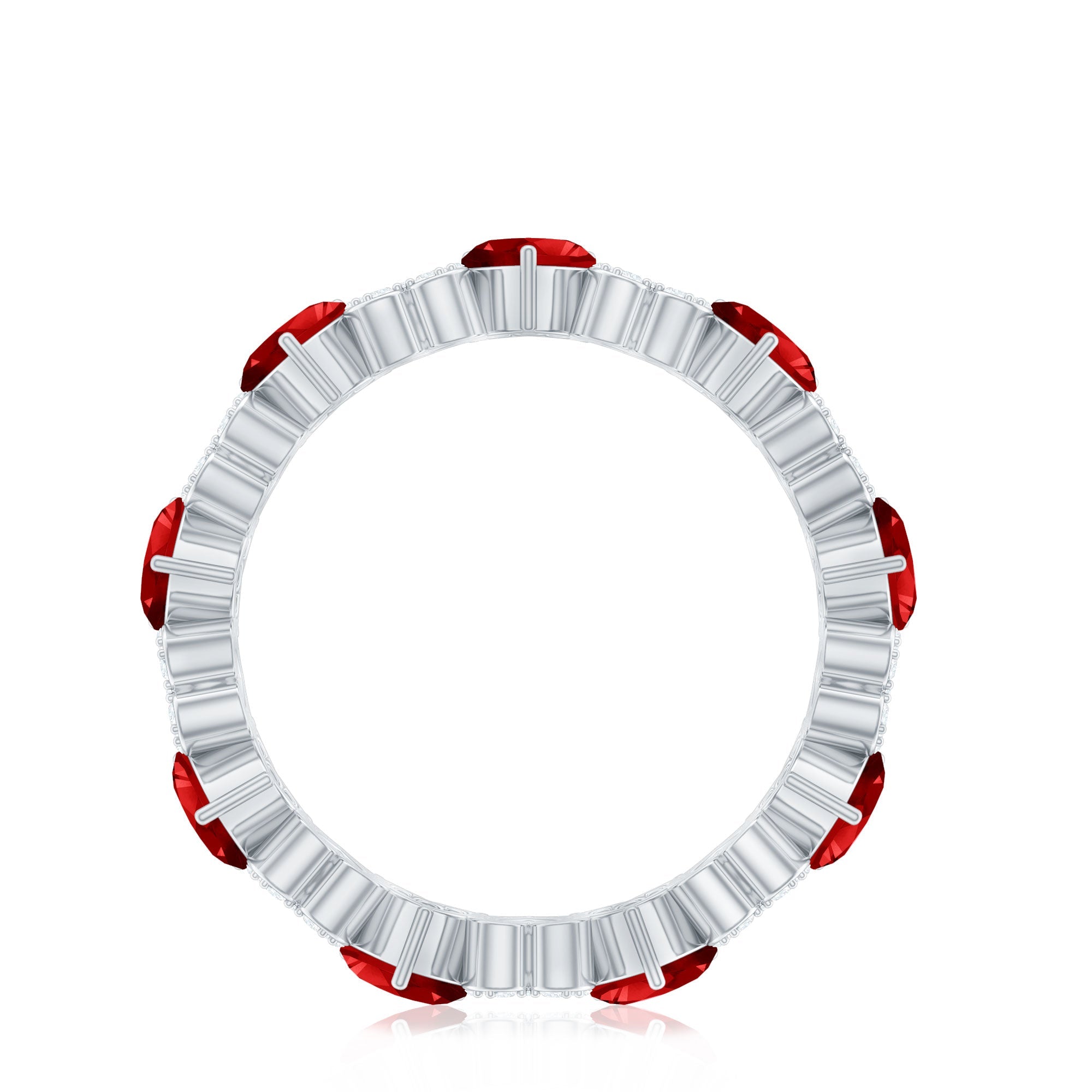 Lab-Created Ruby and Diamond Heart Eternity Band Ring