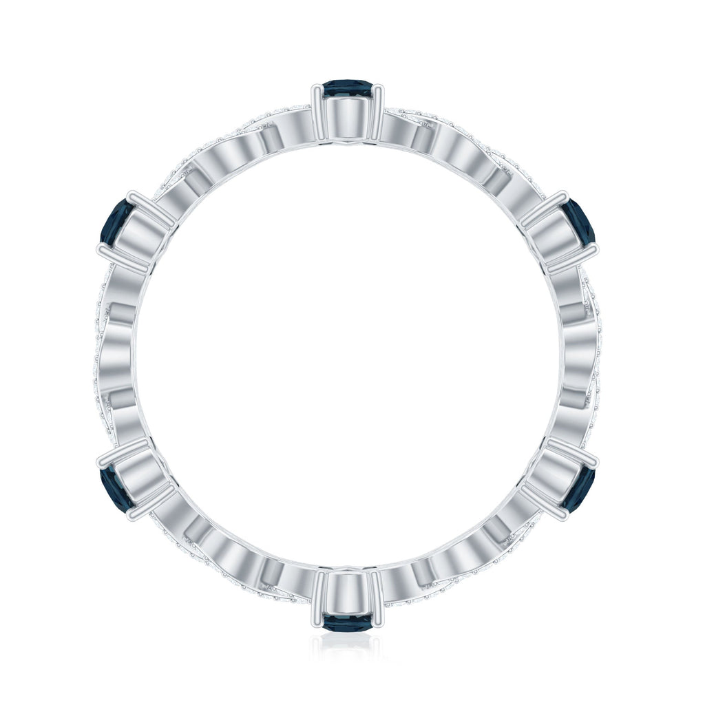 Pear Shape London Blue Topaz Crossover Eternity Band with Diamond