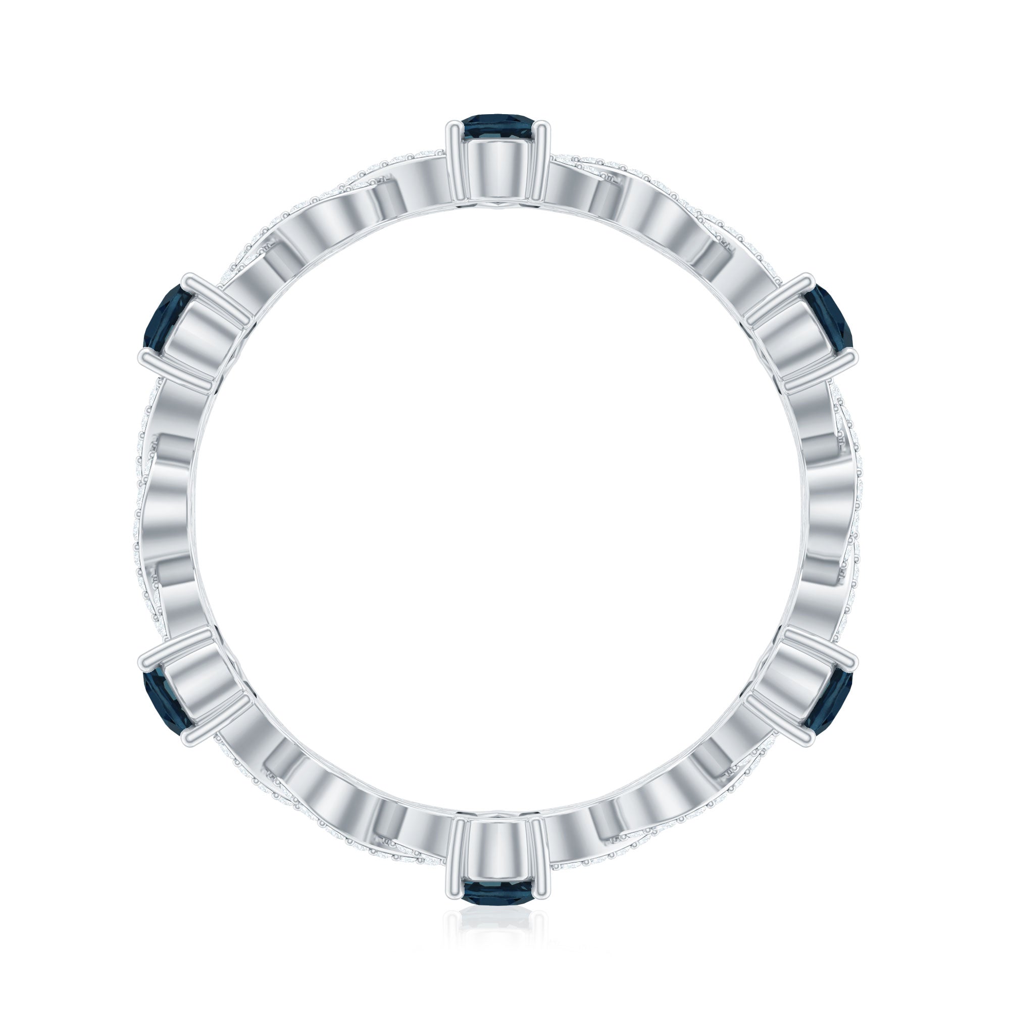 Pear Shape London Blue Topaz Crossover Eternity Band with Diamond