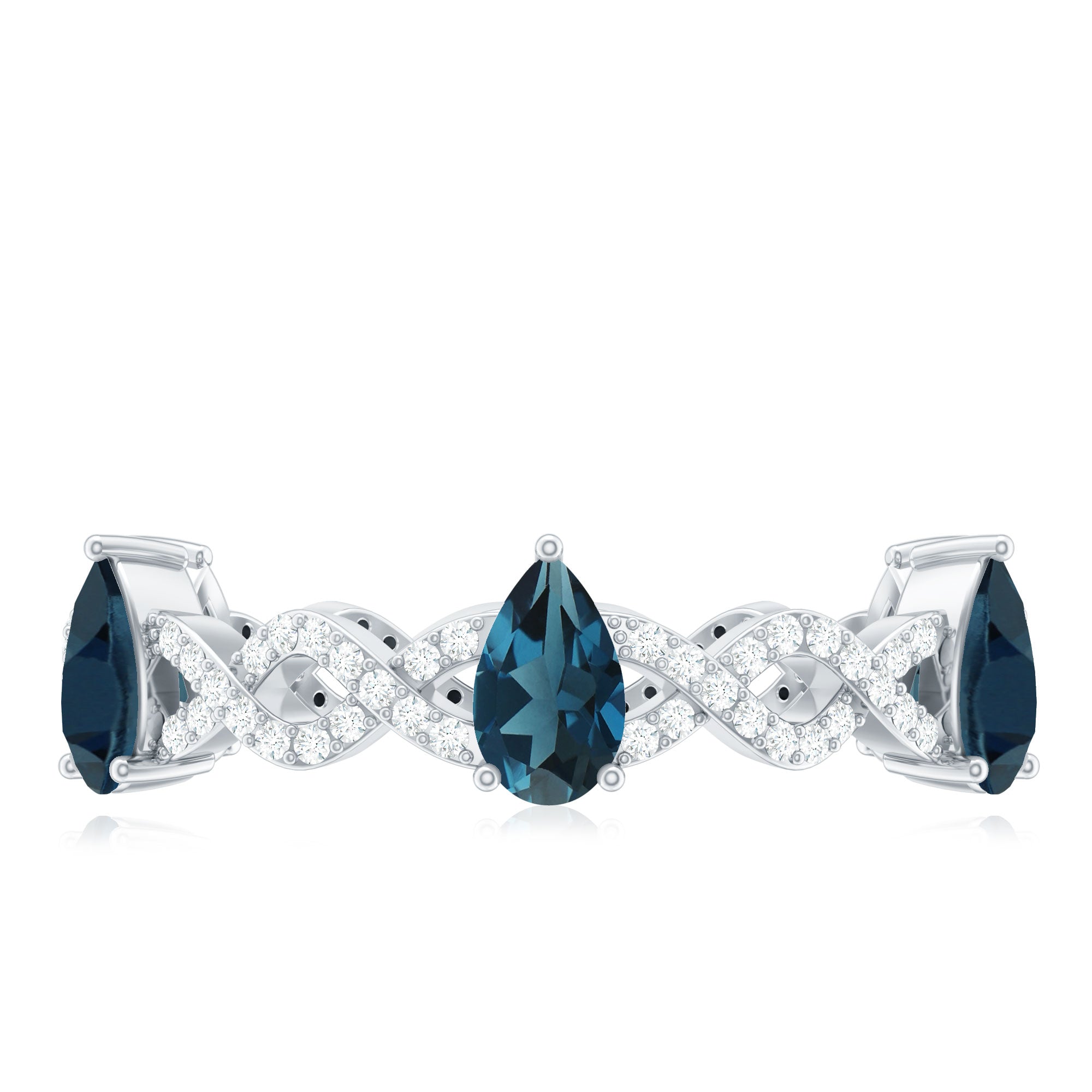 Pear Shape London Blue Topaz Crossover Eternity Band with Diamond