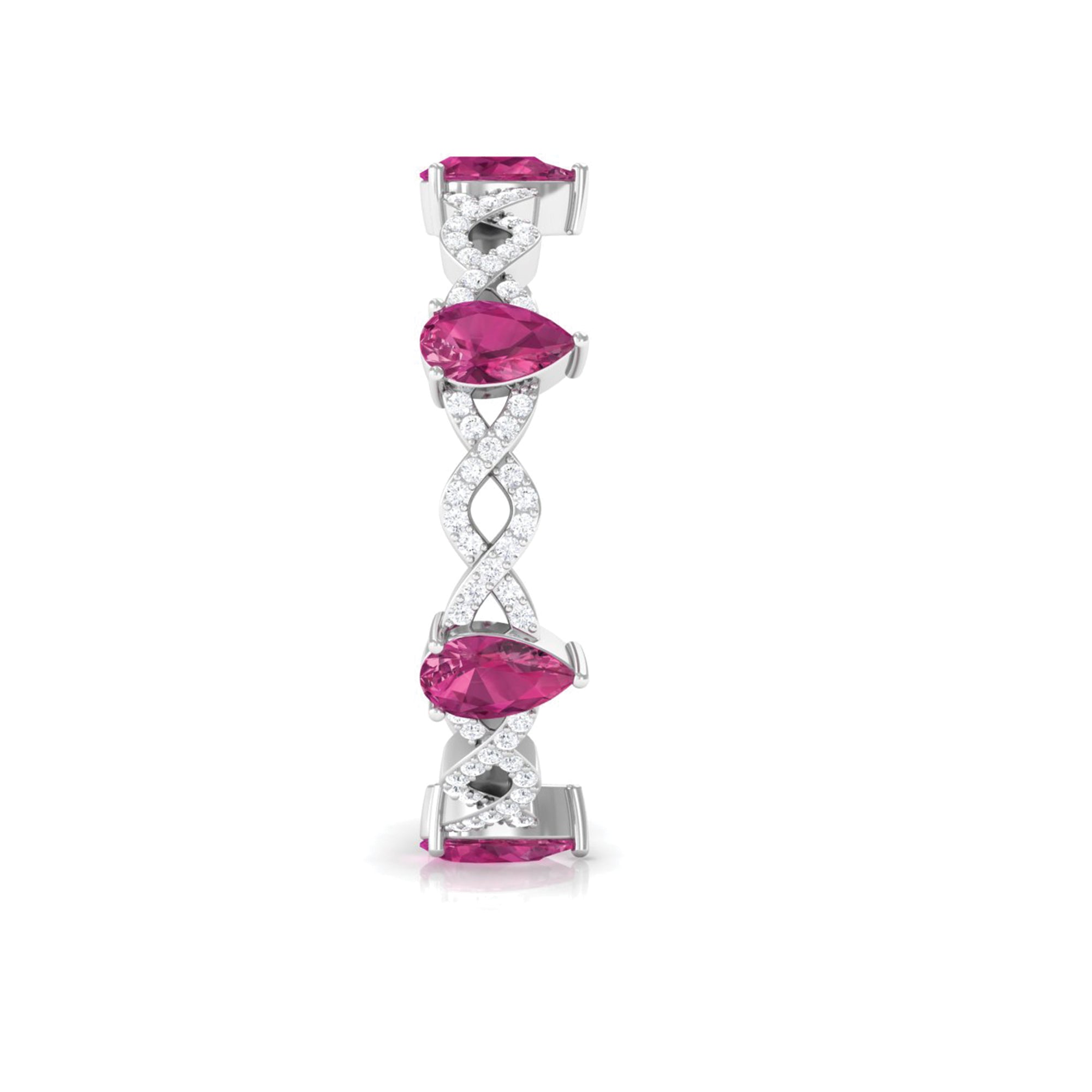 1.50 CT Natural Pink Tourmaline Crossover Eternity Ring with Diamond