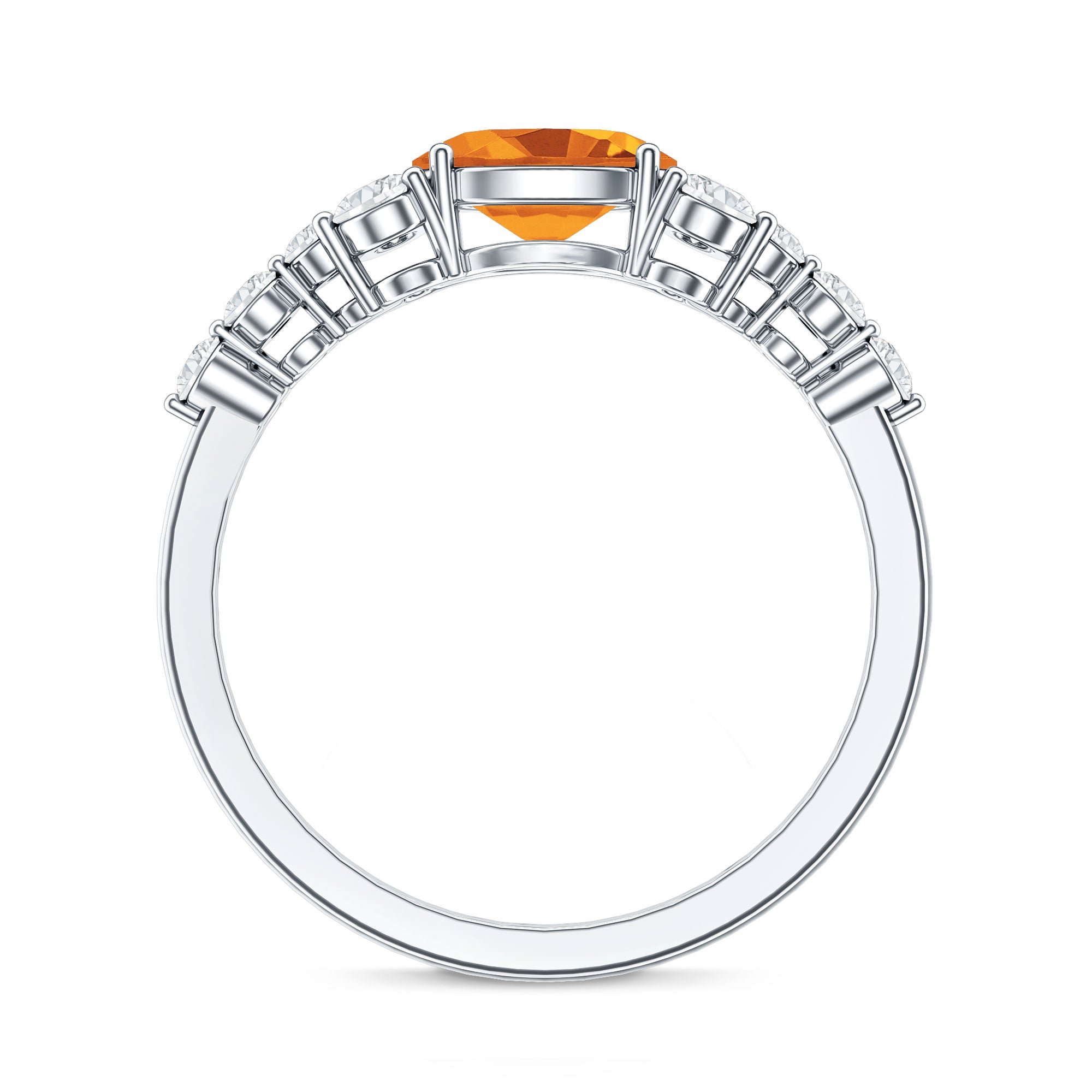 Certified Real Oval Citrine East West Engagement Ring with Diamond