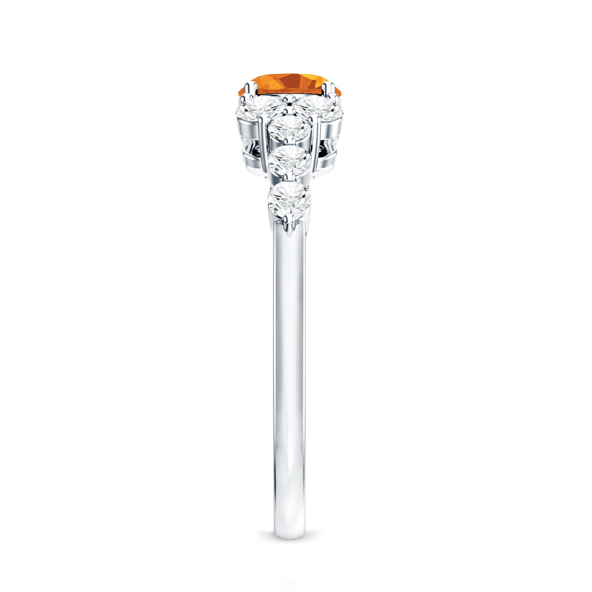 Certified Real Oval Citrine East West Engagement Ring with Diamond