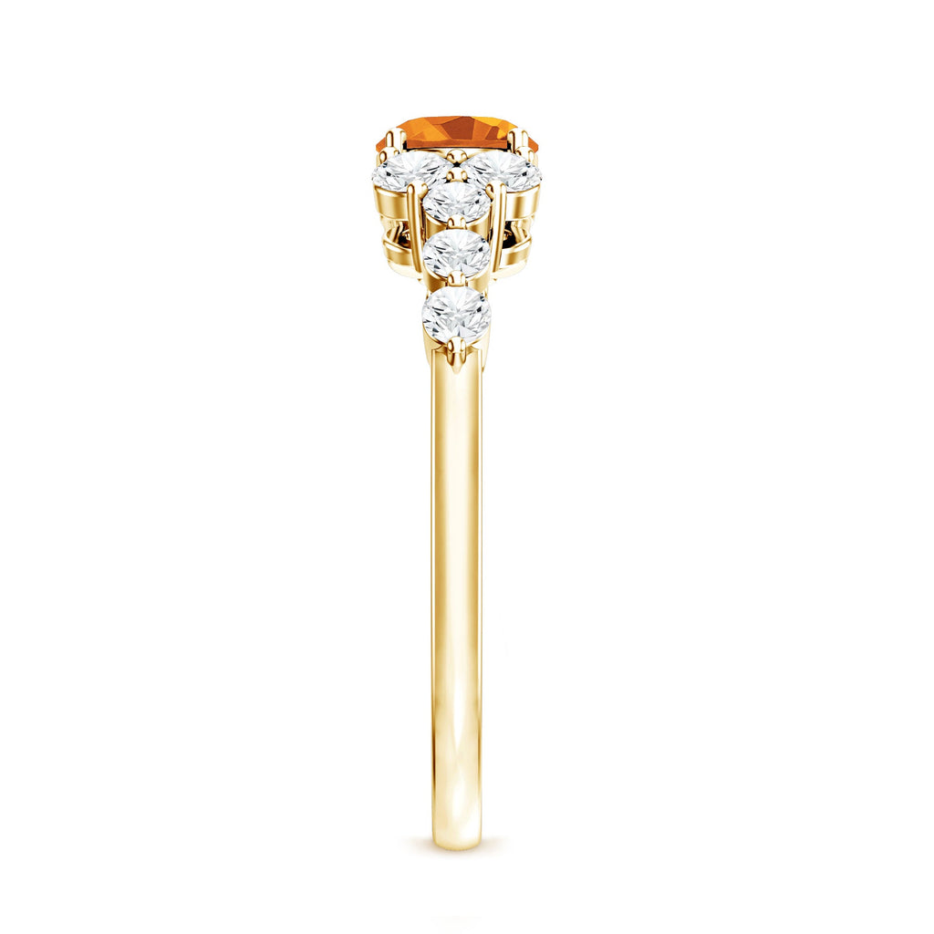 Certified Real Oval Citrine East West Engagement Ring with Diamond