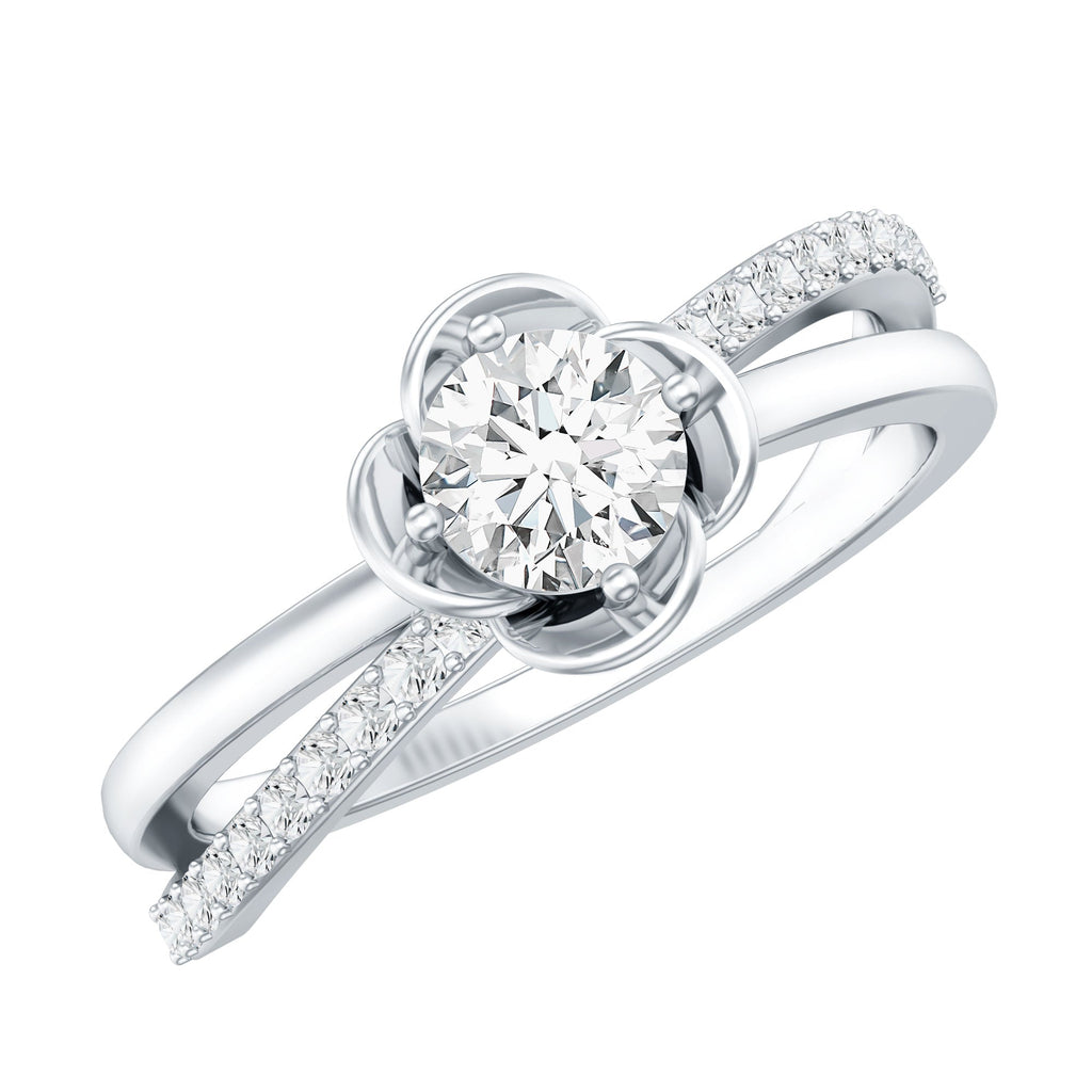 Flower Inspired Moissanite Proposal Ring for Women