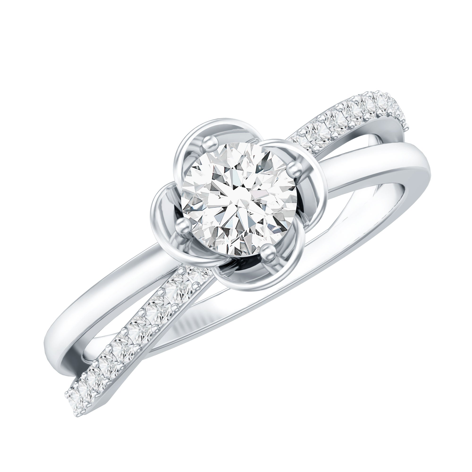 Flower Inspired Moissanite Proposal Ring for Women