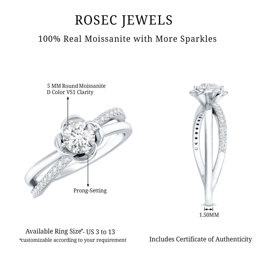Flower Inspired Moissanite Proposal Ring for Women