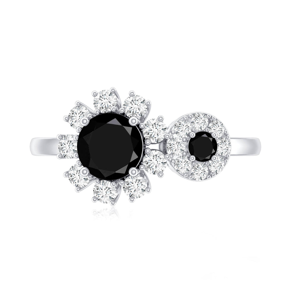 Lab Grown Black and White Diamond Designer Engagement Ring