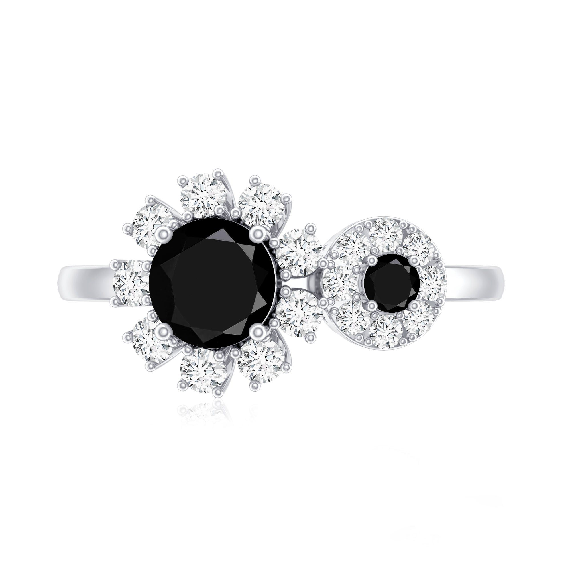 Lab Grown Black and White Diamond Designer Engagement Ring