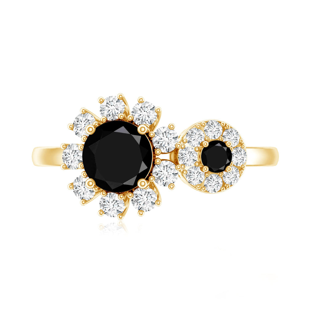 Lab Grown Black and White Diamond Designer Engagement Ring