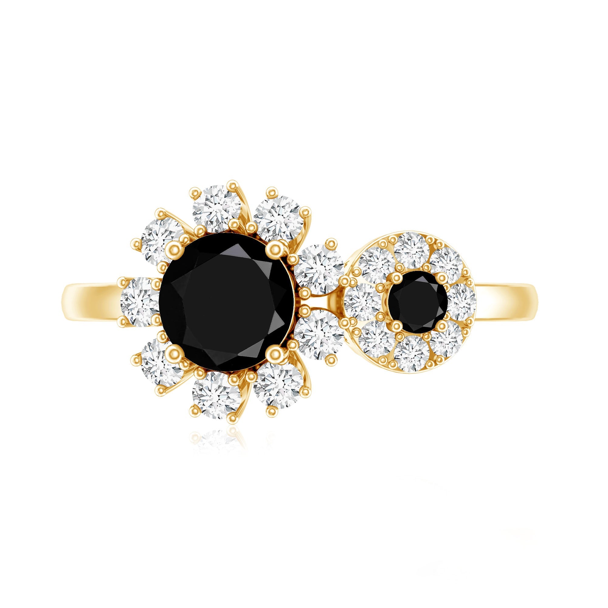 Lab Grown Black and White Diamond Designer Engagement Ring