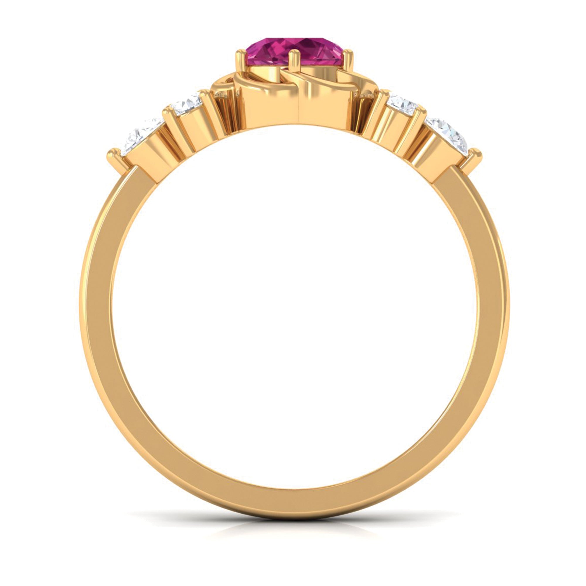 Nature Inspired Floral Ring with Pink Tourmaline and Diamond
