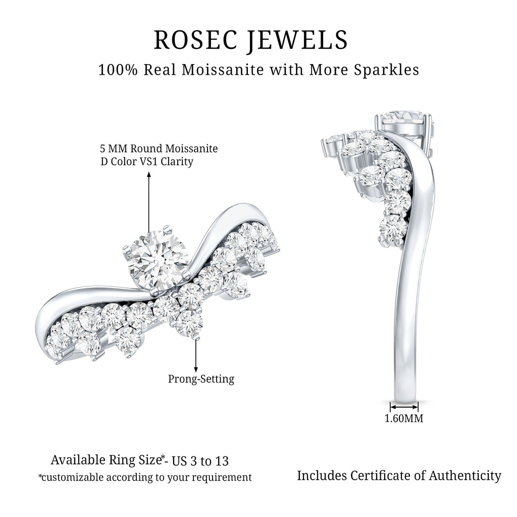 Designer Moissanite Curved Engagement Ring for Women