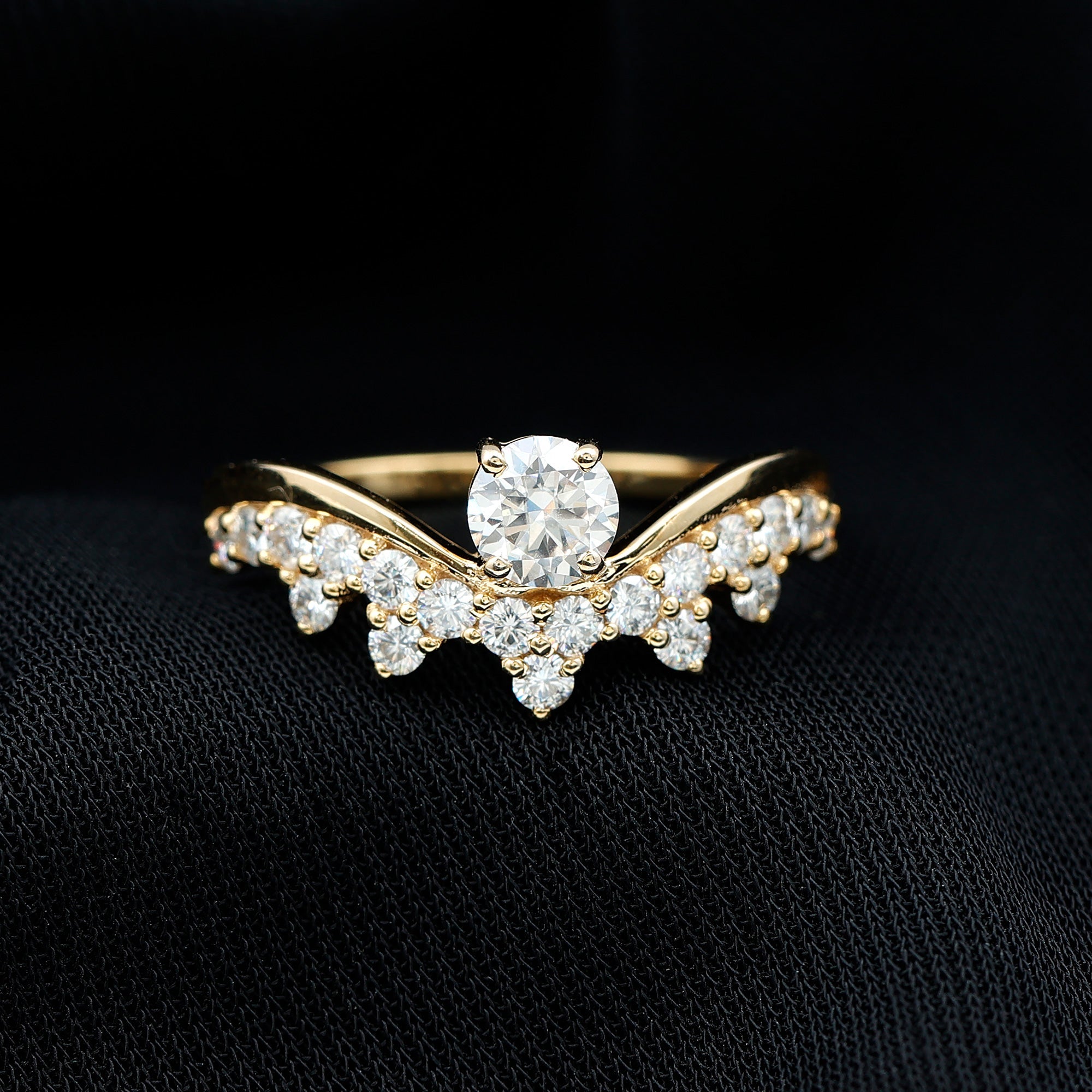 Designer Moissanite Curved Engagement Ring for Women