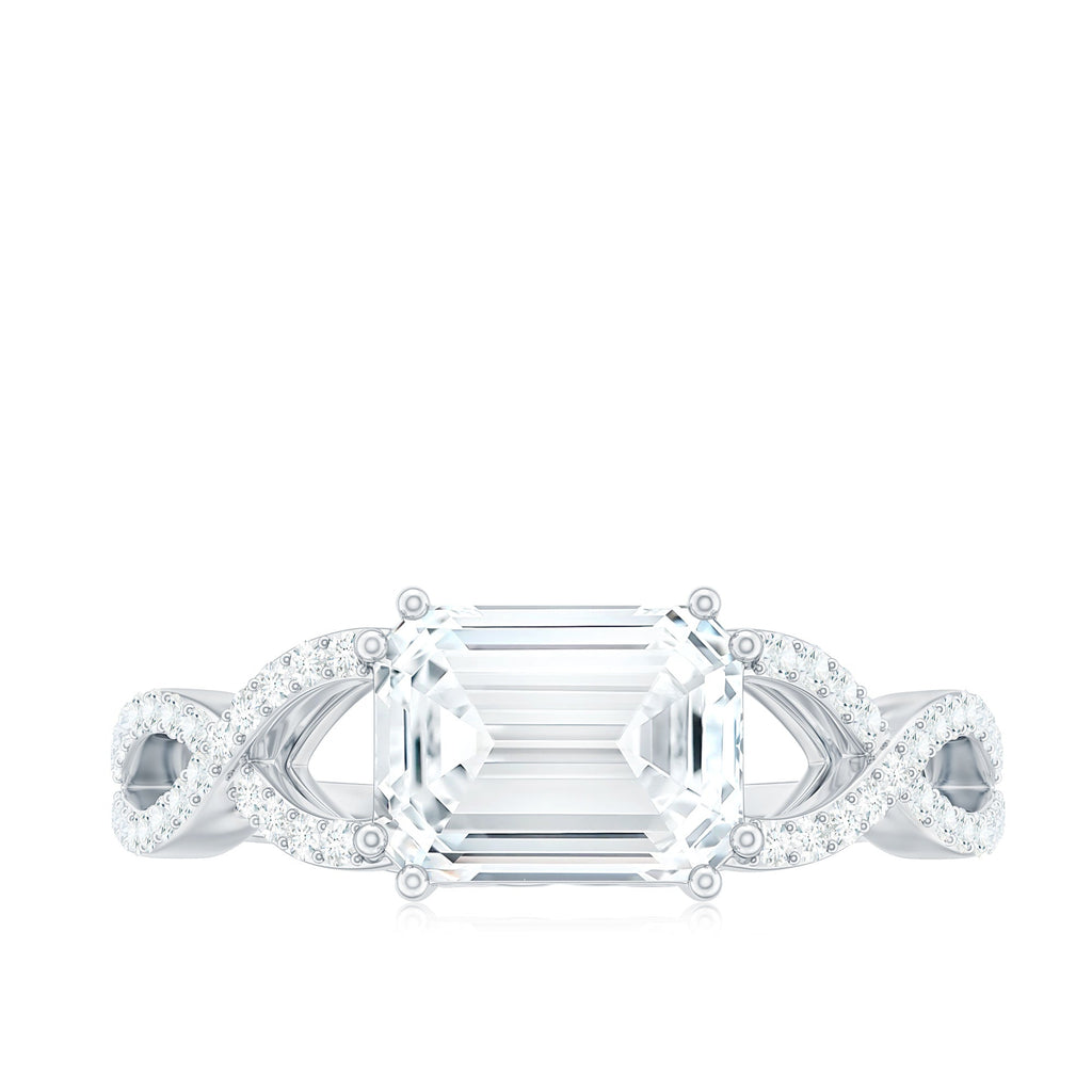 2.75 CT Octagon Cut Zircon East West Engagement Ring
