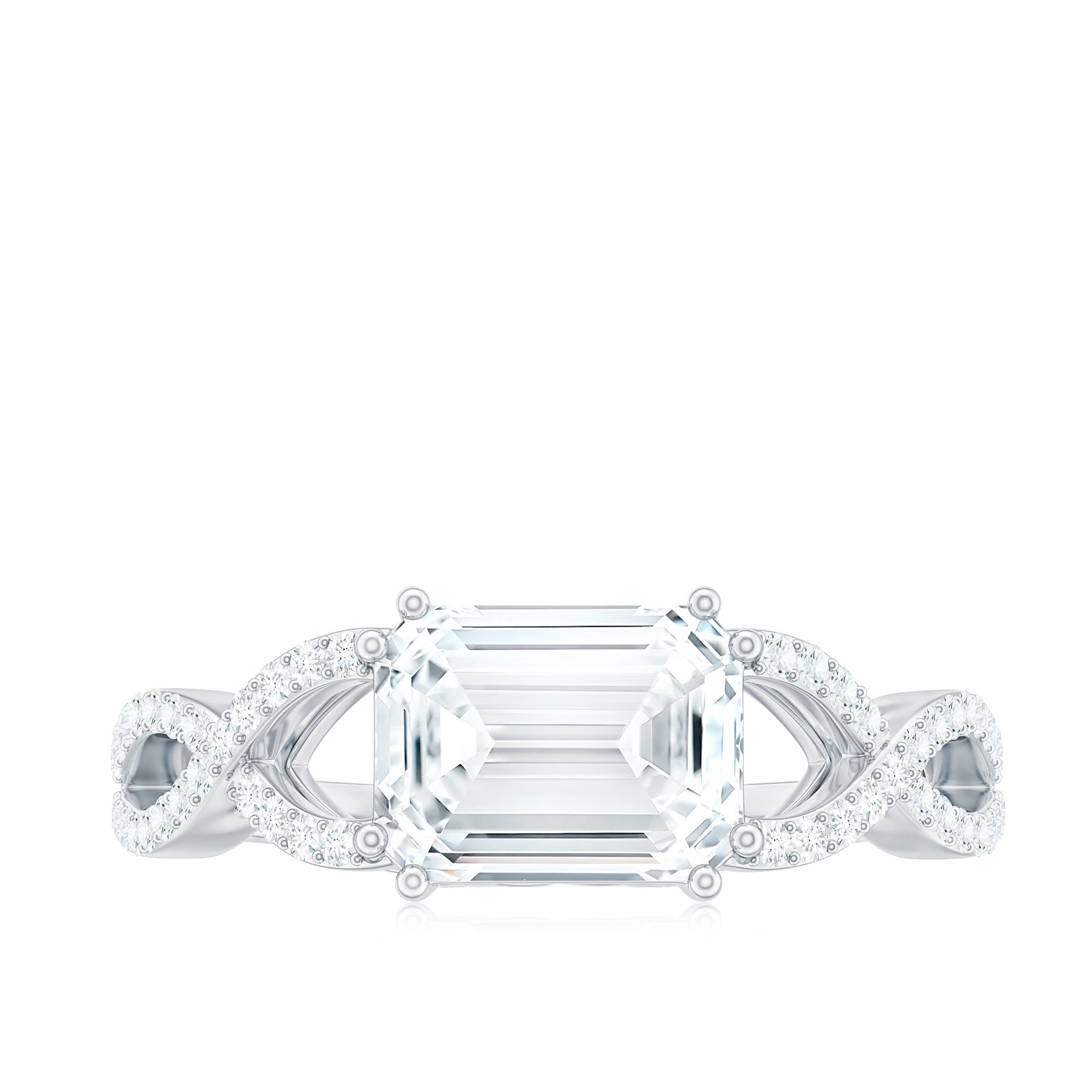 2.75 CT Octagon Cut Zircon East West Engagement Ring