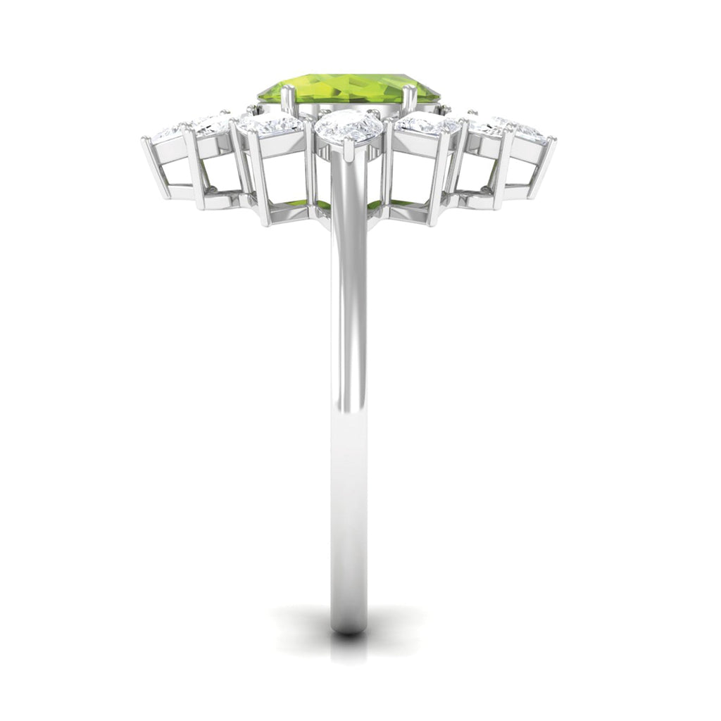 2.25 CT Natural Peridot Cocktail Ring with Moissanite Stones