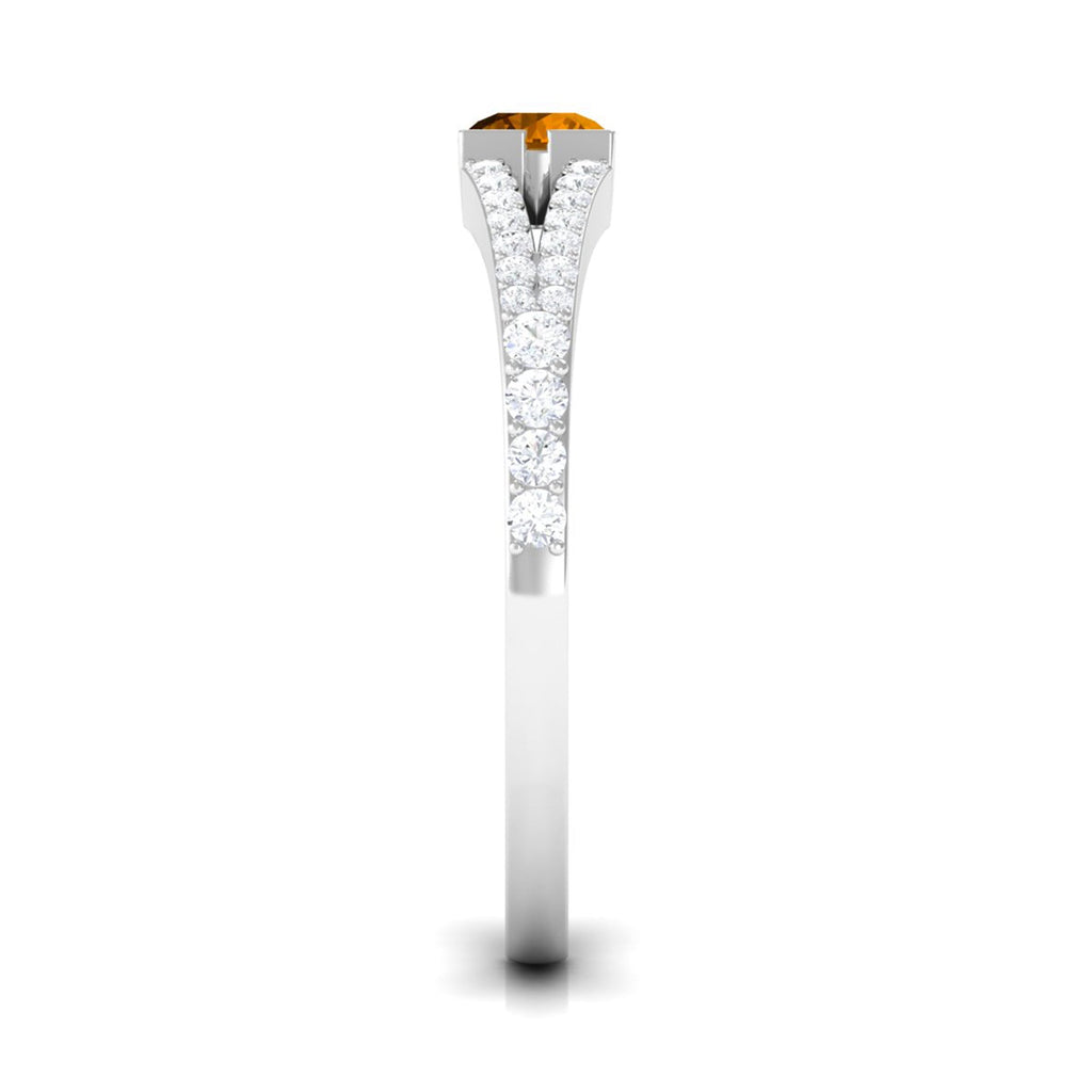 0.50 CT Split Shank Citrine Promise Ring with Diamond Accent