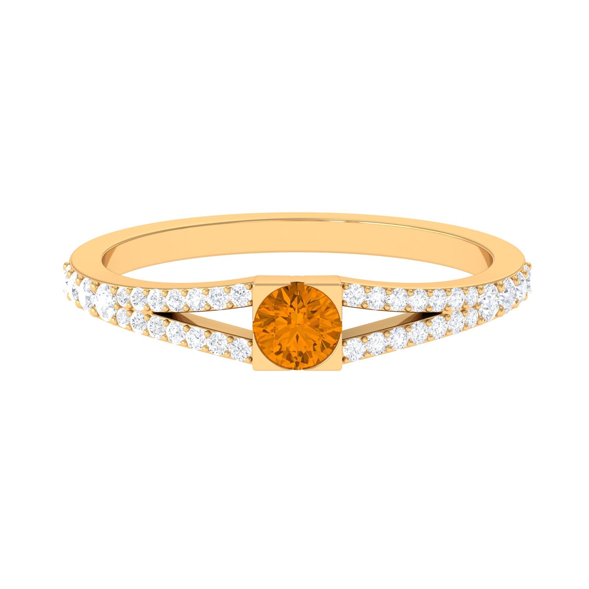 0.50 CT Split Shank Citrine Promise Ring with Diamond Accent
