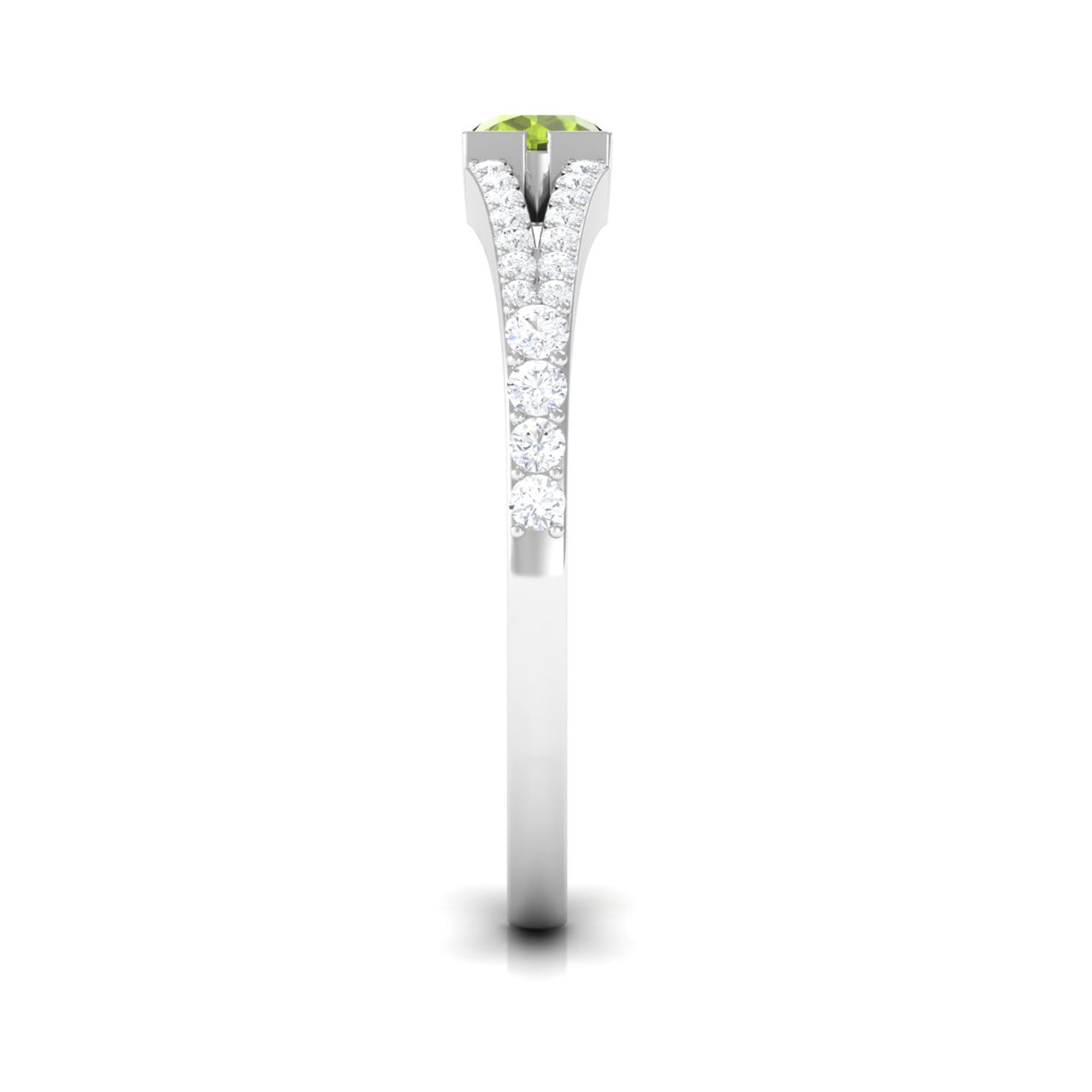 0.50 CT Split Shank Peridot Promise Ring with Diamond Accent