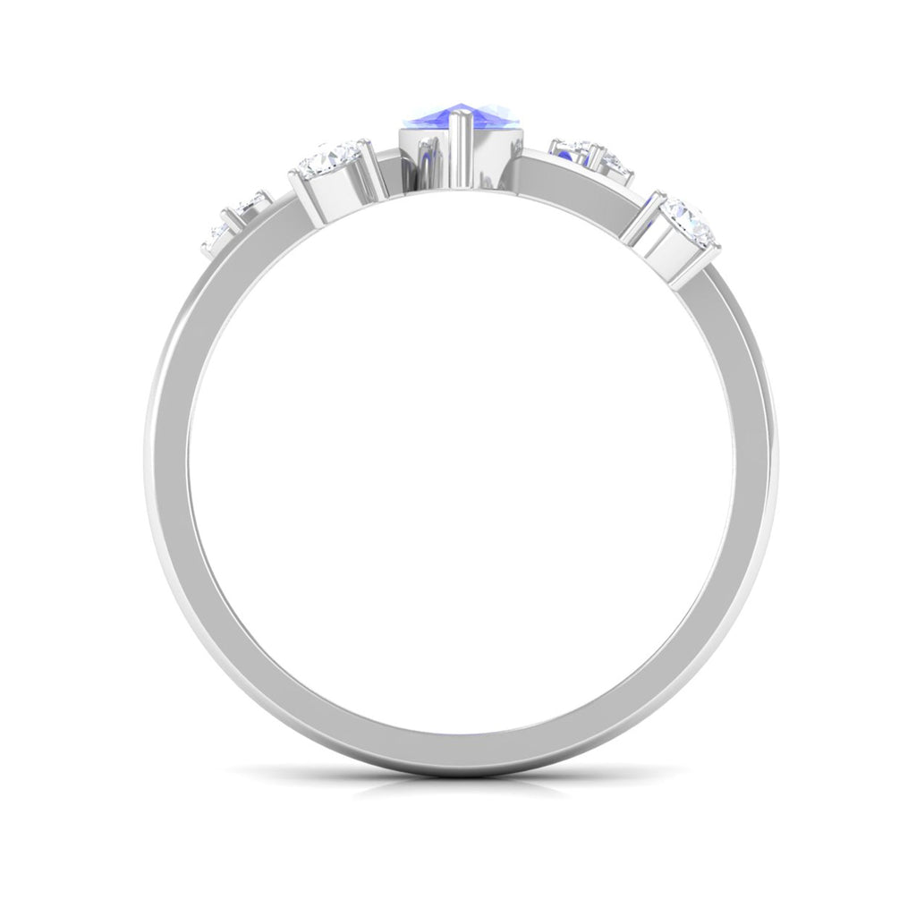 1 CT Marquise Tanzanite Minimal Solitaire Ring with Scatter Diamond