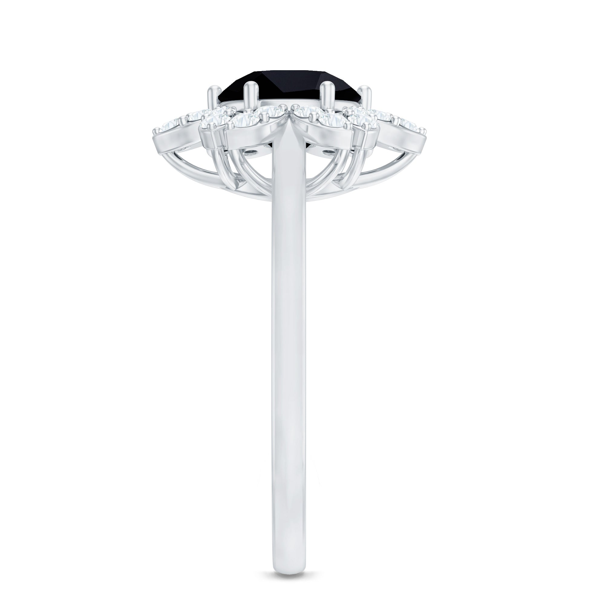 Certified 2 Carat Lab Grown Black and White Diamond Flower Engagement Ring