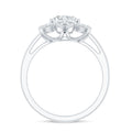 Certified Moissanite Flower Halo Engagement Ring for Women