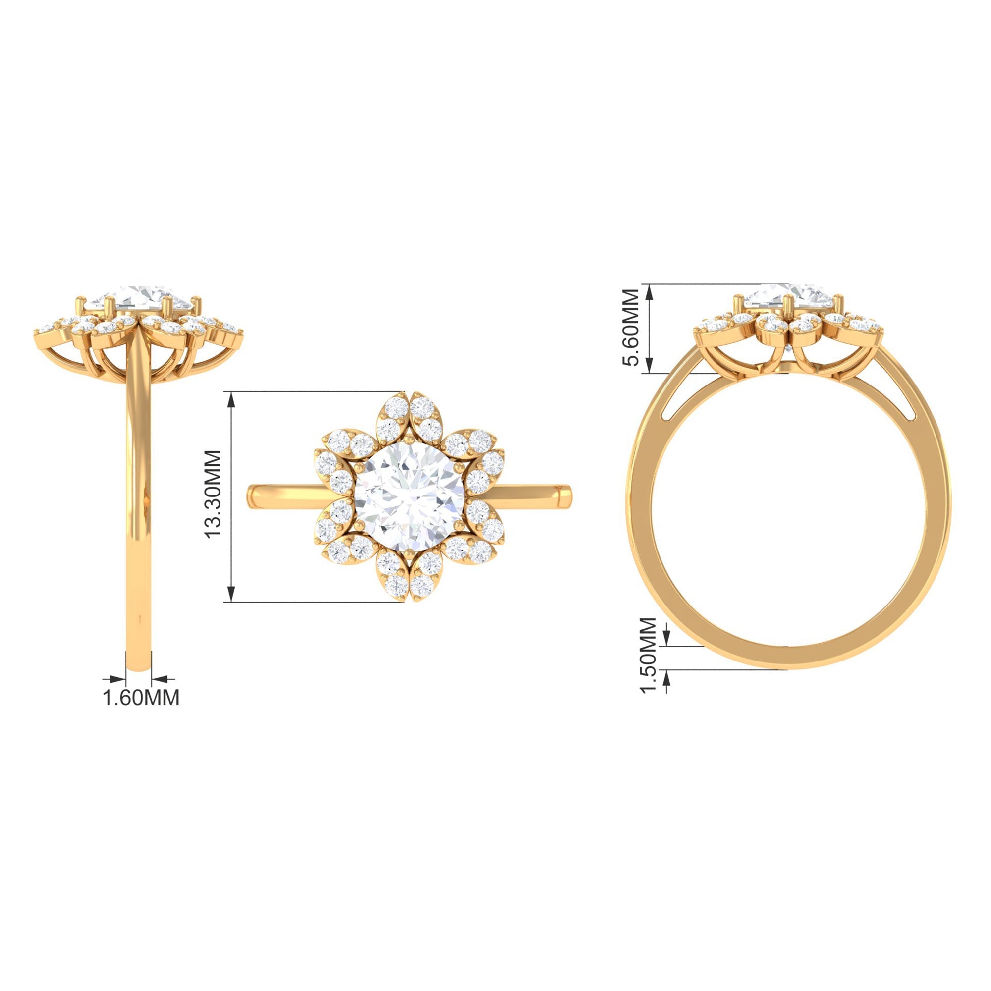 Cubic Zirconia Flower Promise Ring