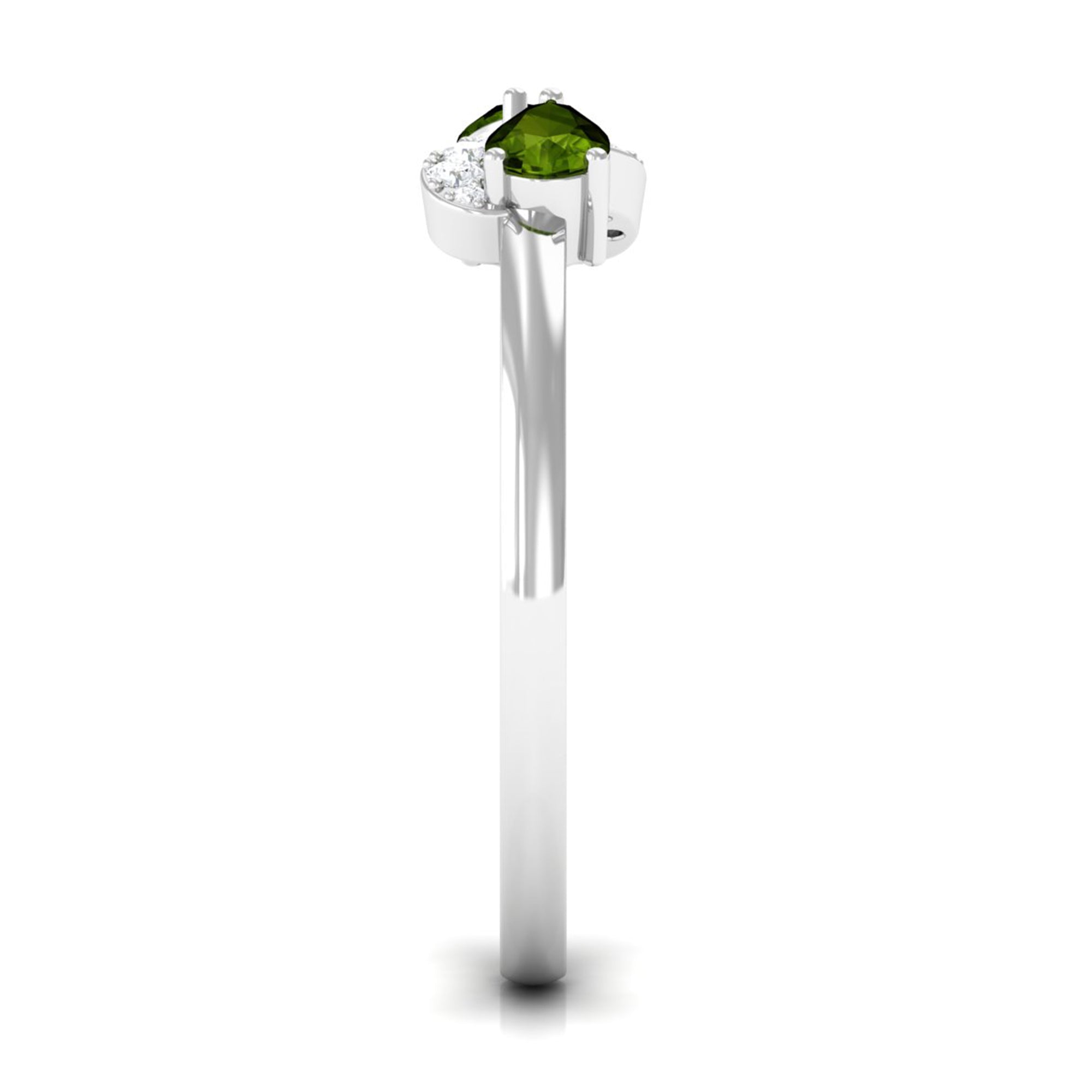 Real Pear Shape Peridot 2 Stone Promise Ring with Diamond